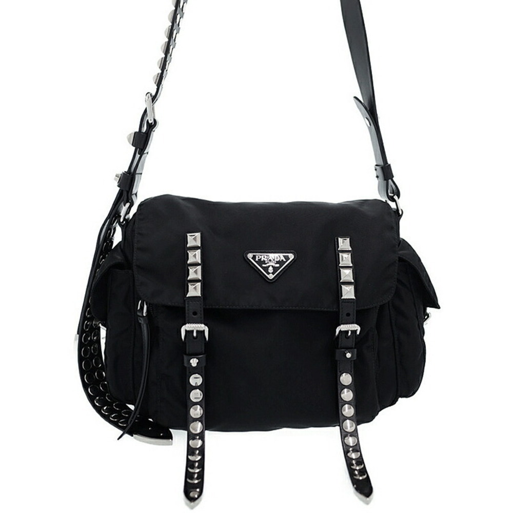 Prada Studded Black Shoulder Bag